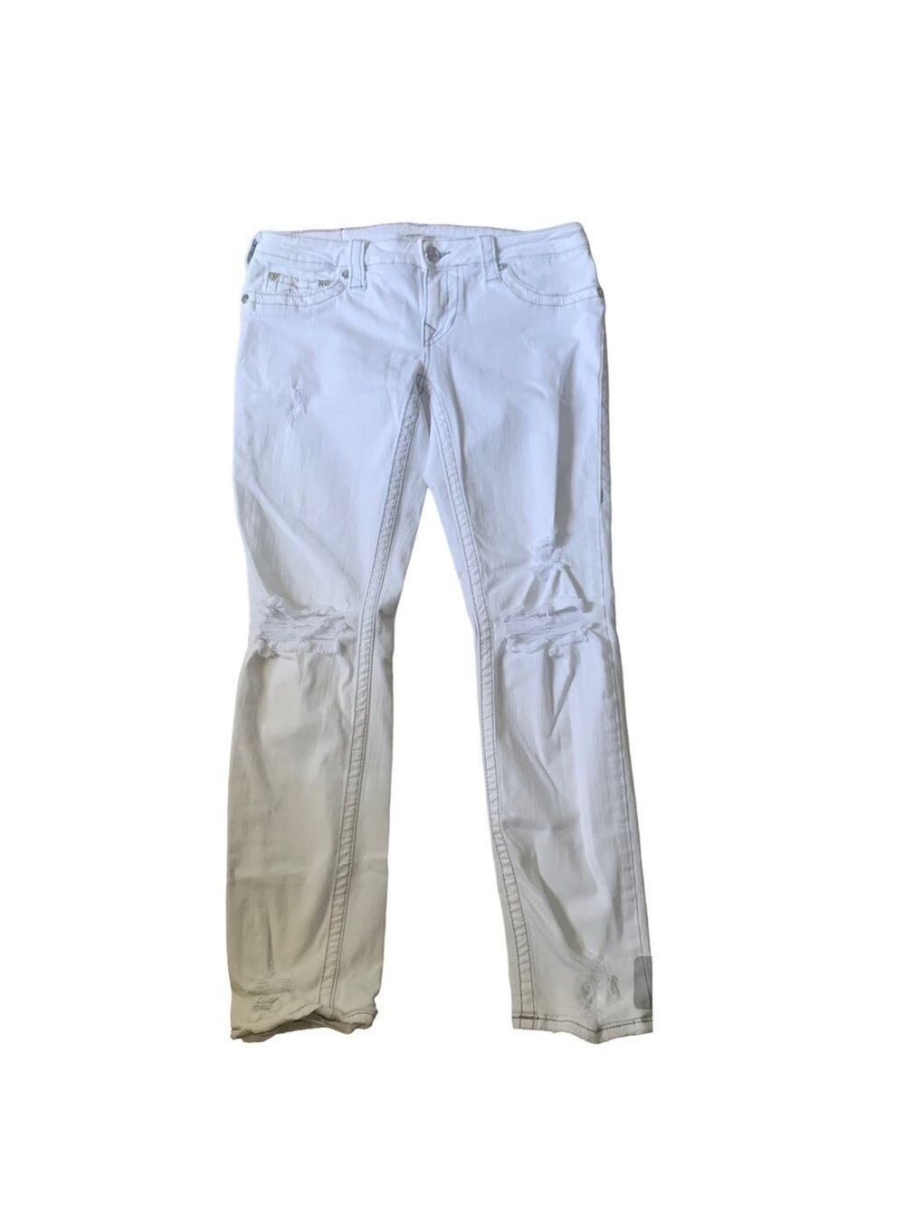 TRUE RELIGION White Distressed Skinny Jeans size 30